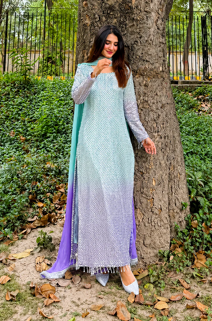 Poshkari Tie N Die Luxury Chiffon Embroidered Collection L-101