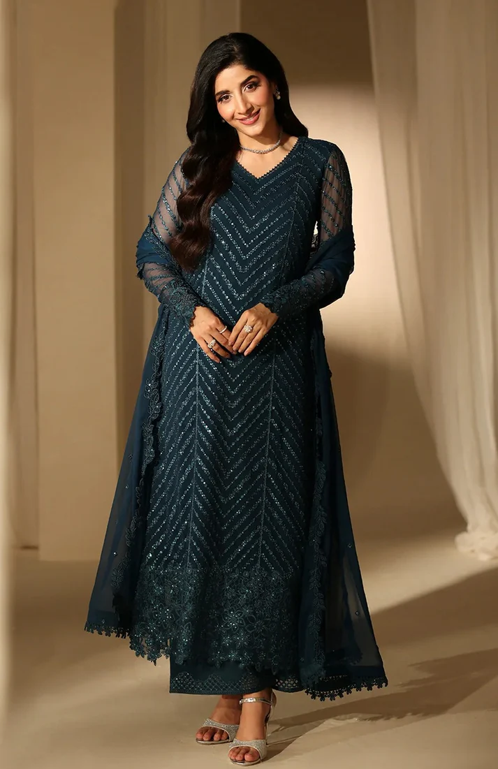 Azure - Euphoria - Luxury Chiffon Embroidered Unstitched 3 Piece - 3