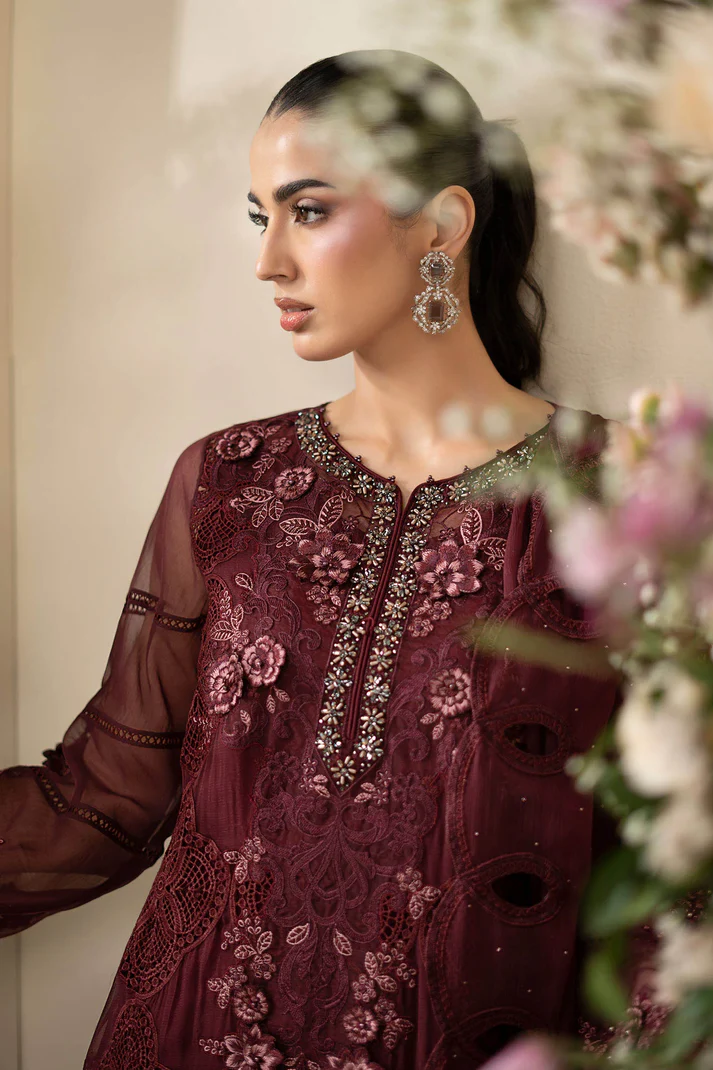 Maria.B Luxury Chiffon Embroidered Collection MCS-26-108-Burgundy - 4